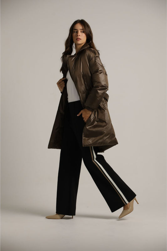 מכנסיים רחבים בסגנון מחויט עם פסי צד | קנת קול