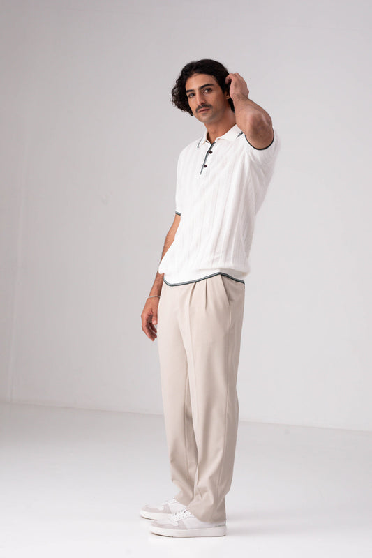 מכנסיים סמי פורמל בגזרה רחבה עם שני פנסים