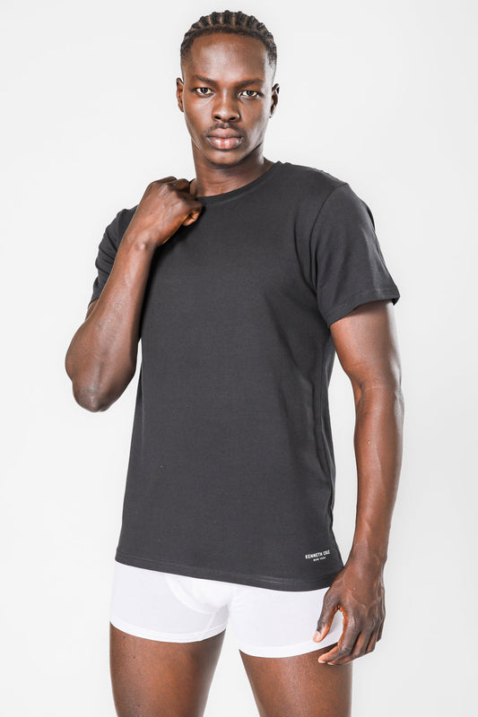 טישירט בייסיק שחורה צאוורון עגול