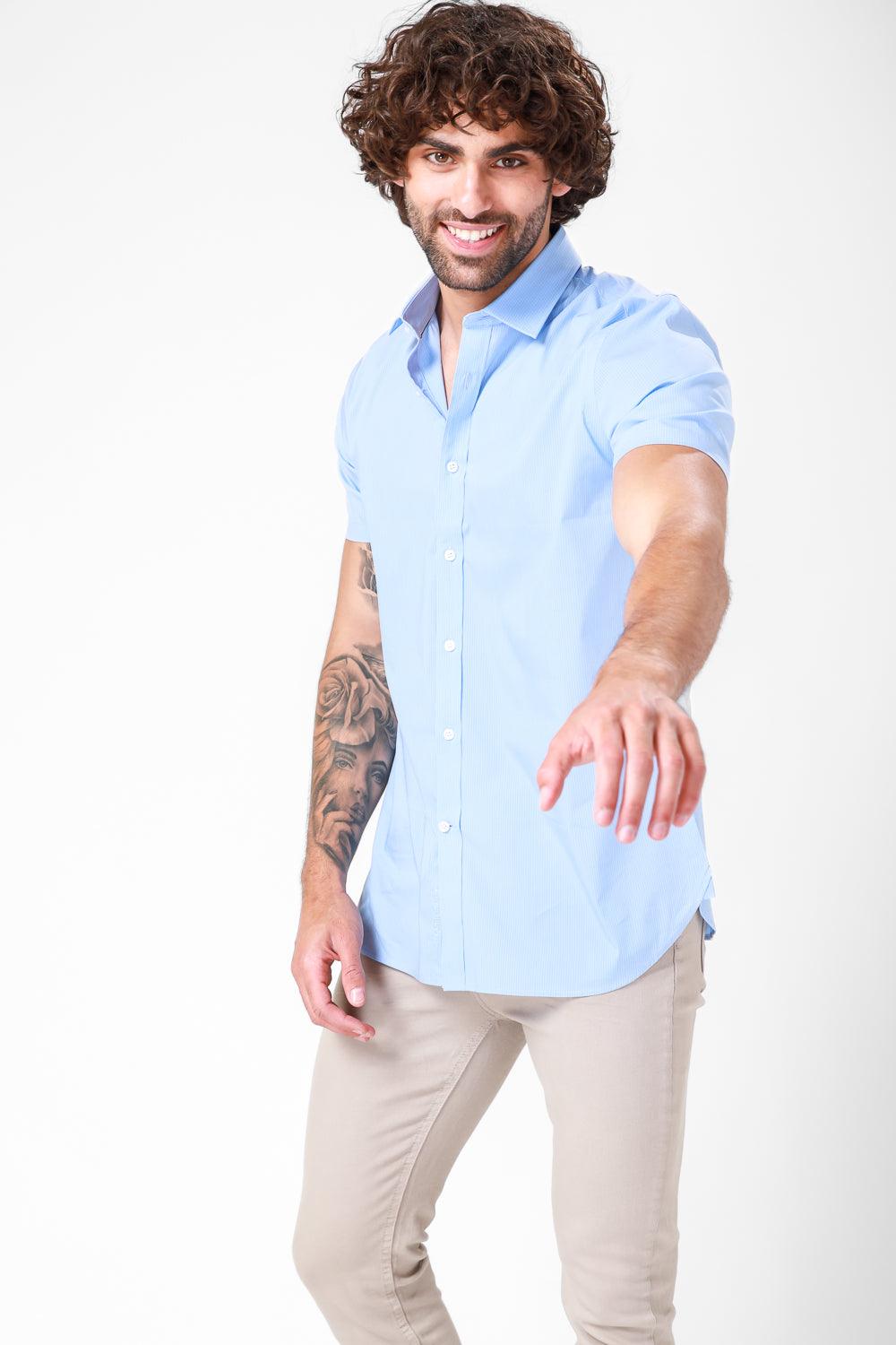 מכופתרת תכלת קצרה - MASHBIR//365
