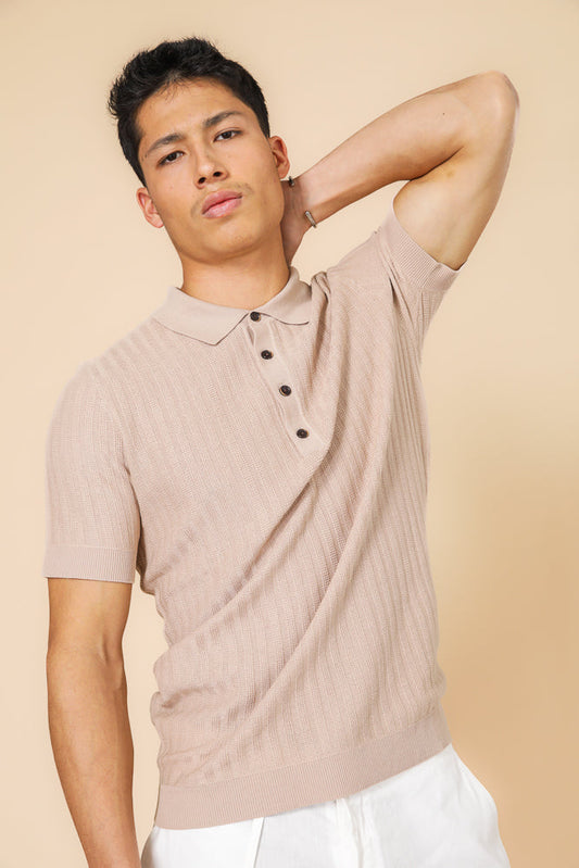 סריג פולו דק בצבע בז'