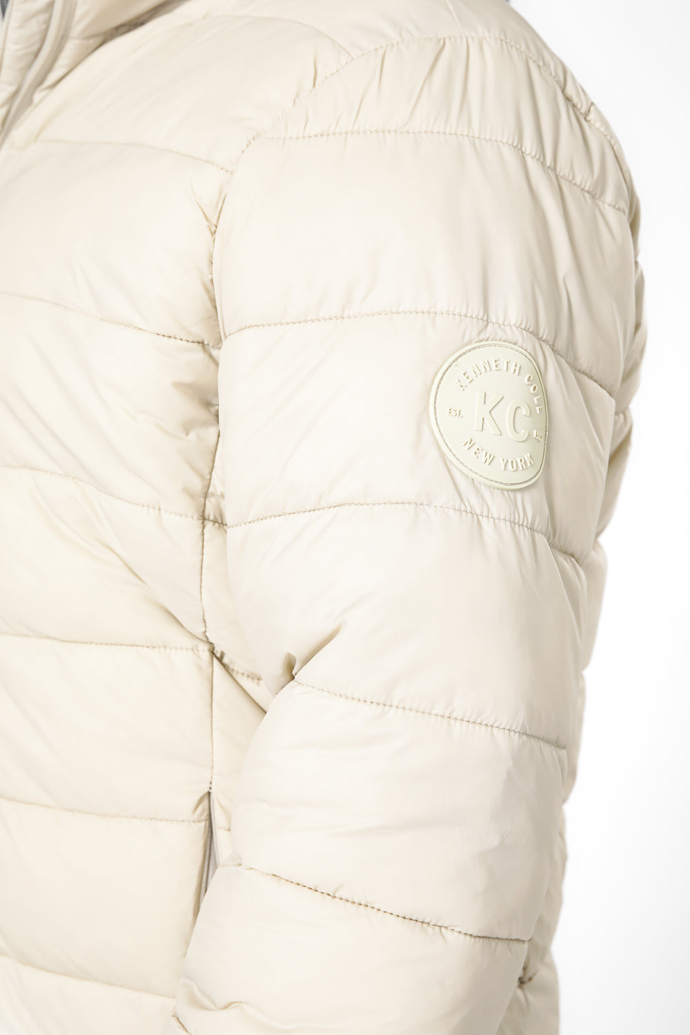 מעיל מרופד בצבע אבן צווארון גבוה