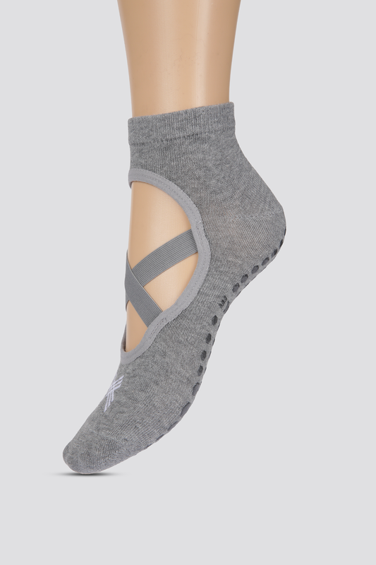 זוג גרבי יוגה לנשים בצבע אפור