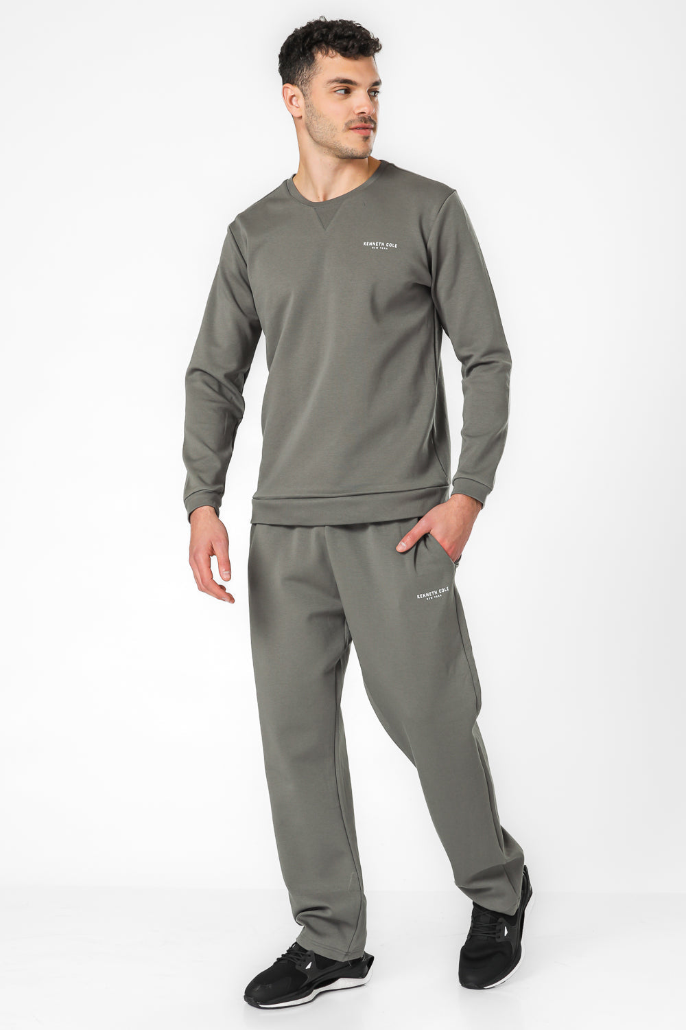 סווטשירט אינטרלוק בצבע אפור כהה