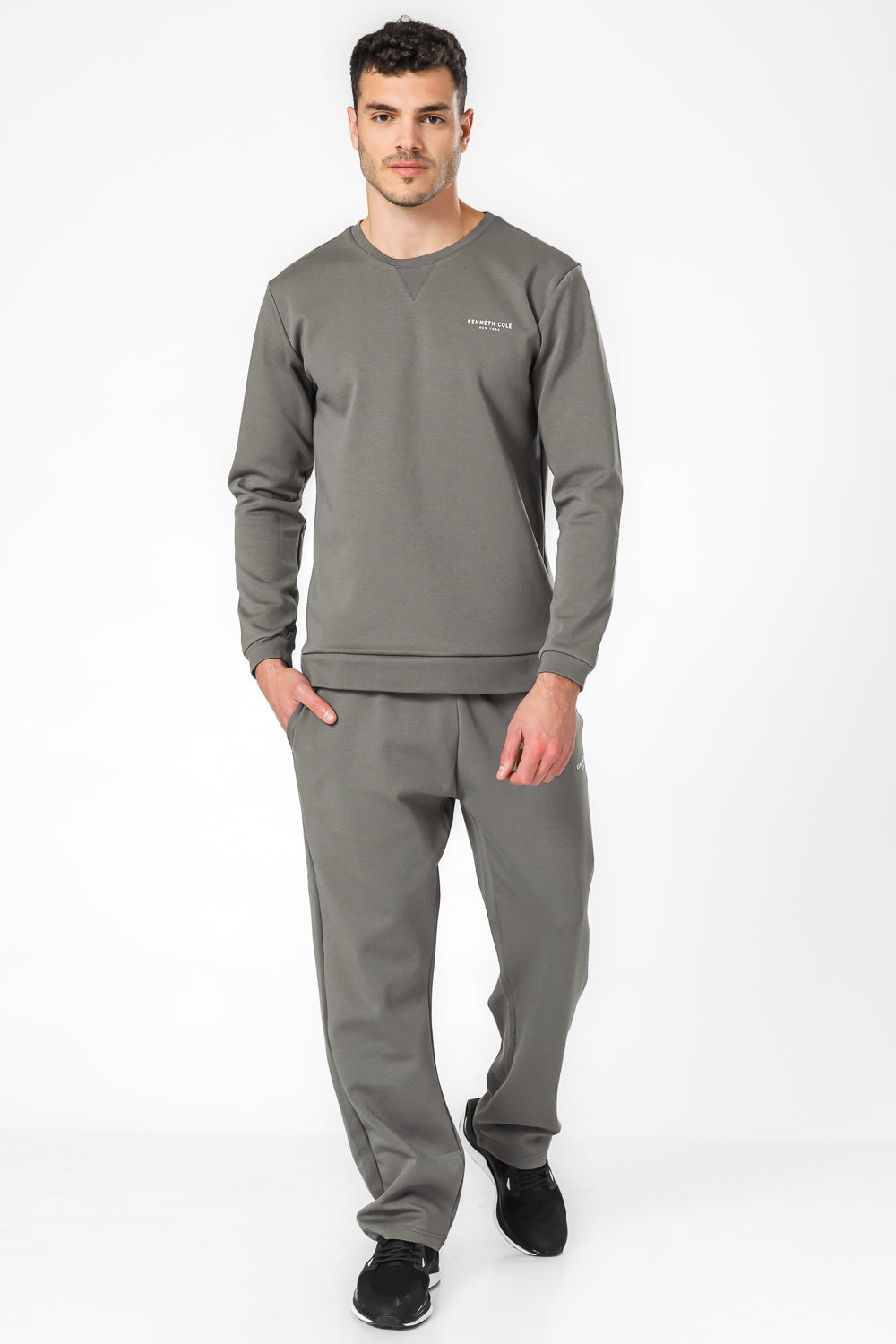 סווטשירט אינטרלוק בצבע אפור כהה