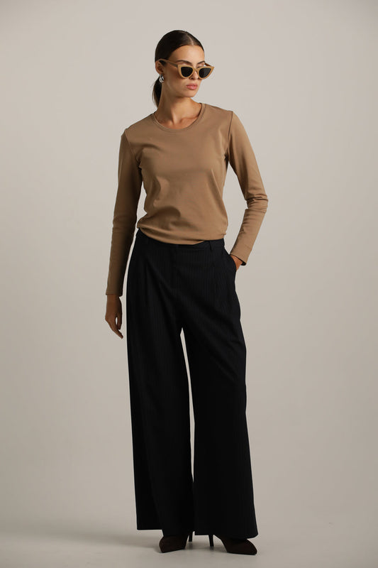 טישרט ארוכה עם צווארון עגול  | קנת קול