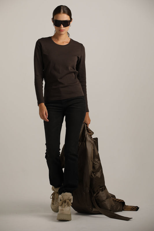 טישרט ארוכה עם צווארון עגול  | קנת קול