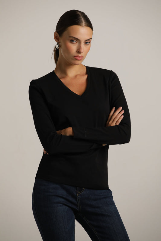 טישרט ארוכה עם צווארון וי  | קנת קול