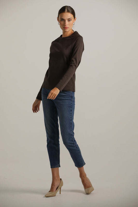 חולצת רגלן ארוכה עם צווארון עגול | קנת קול
