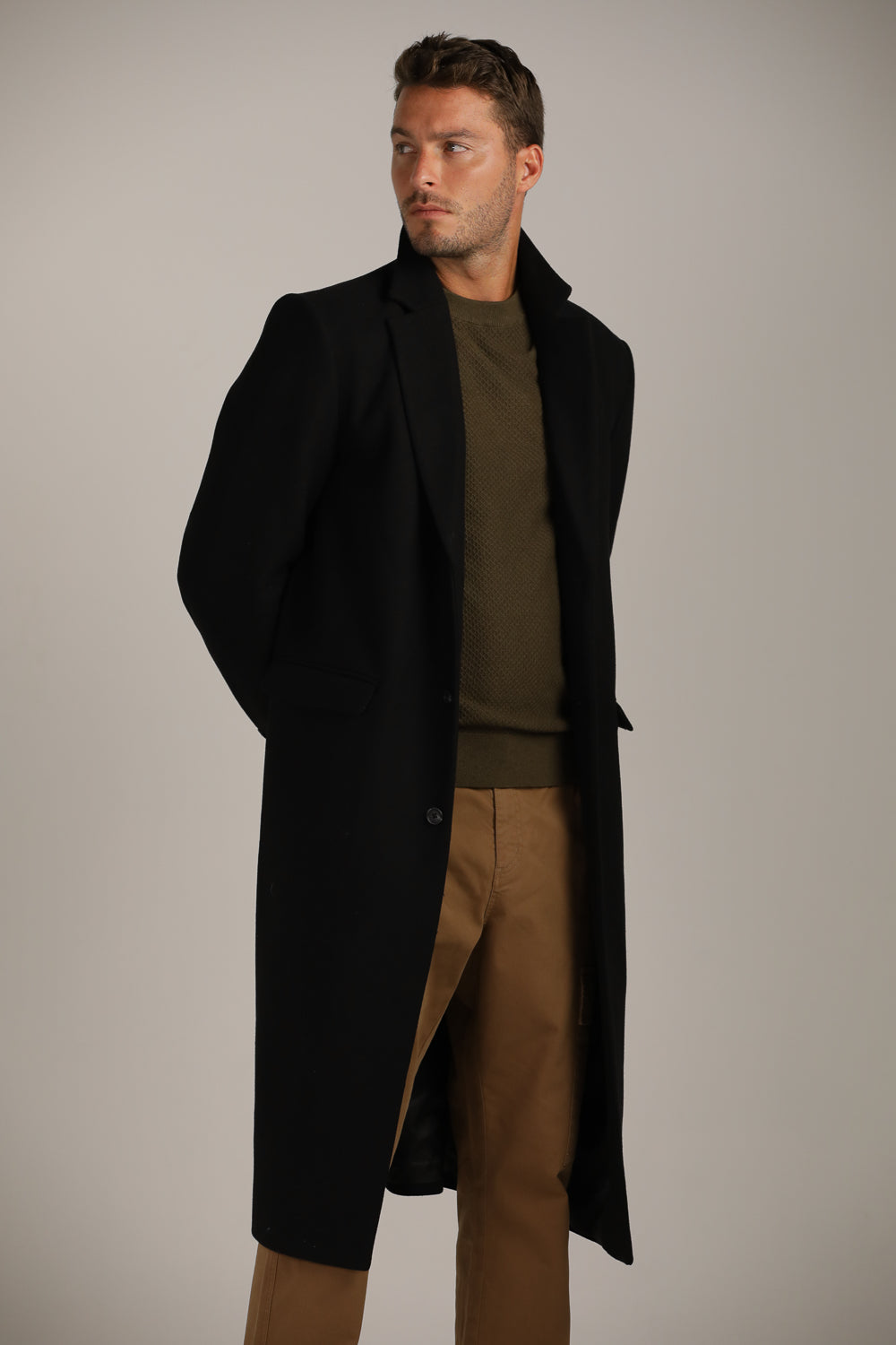 מעיל קלאסי ארוך במראה צמרי | קנת קול