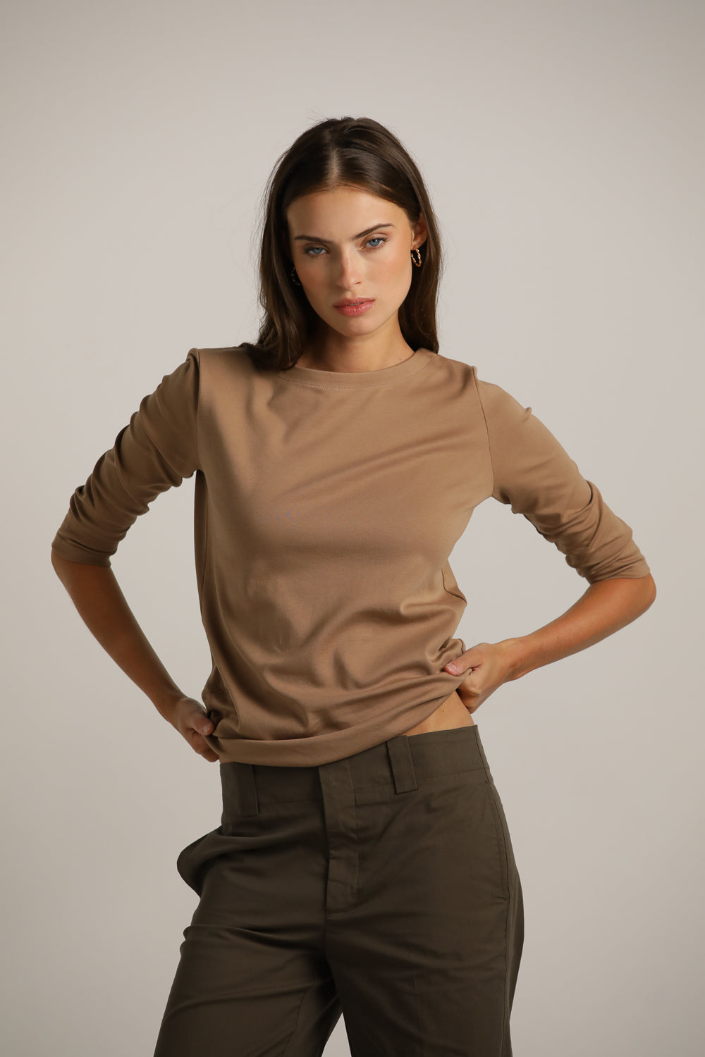 טישרט בייסיק עם שרוולים באורך 3/4  | קנת קול