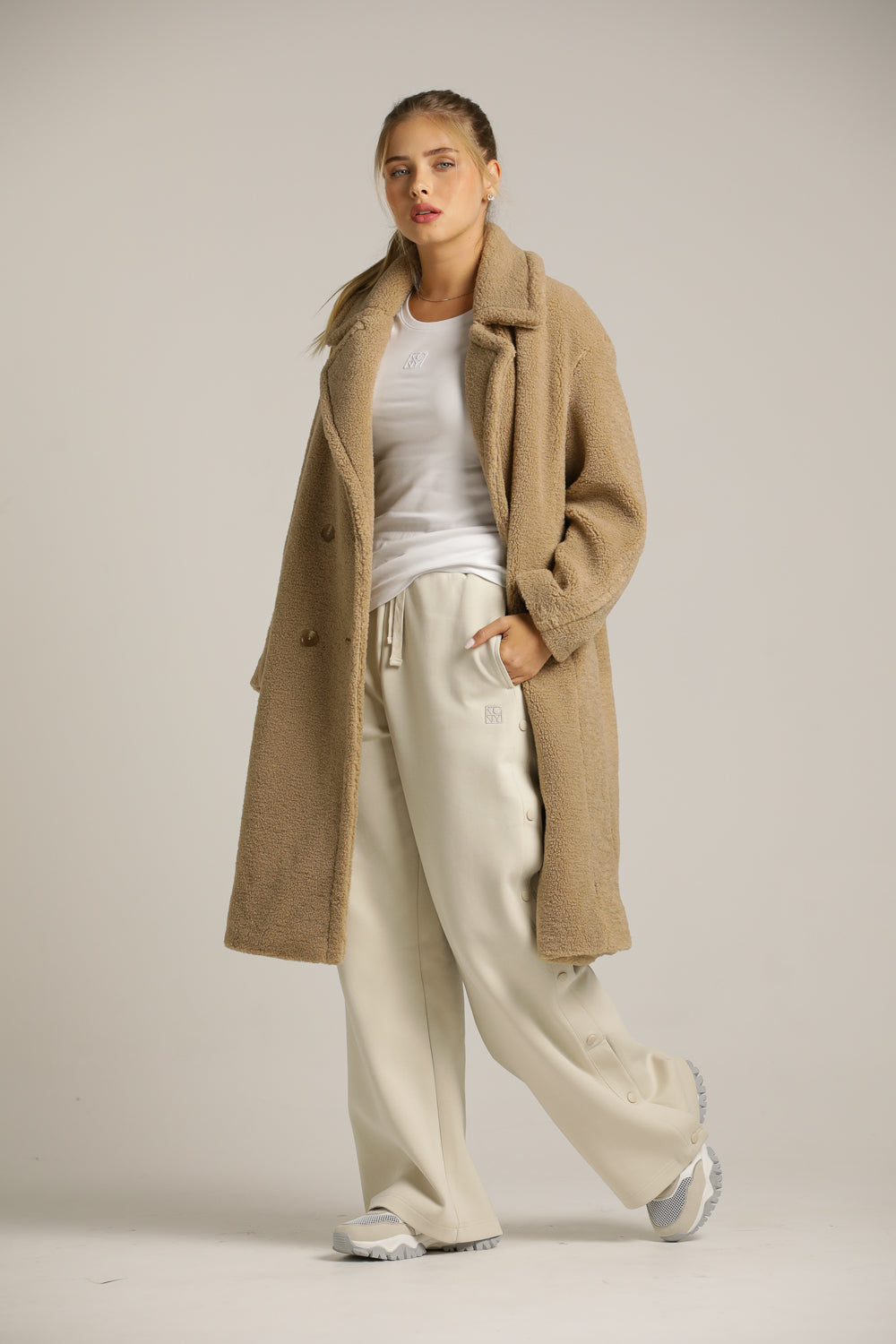 מעיל טדי ארוך במראה פרוותי | קנת קול