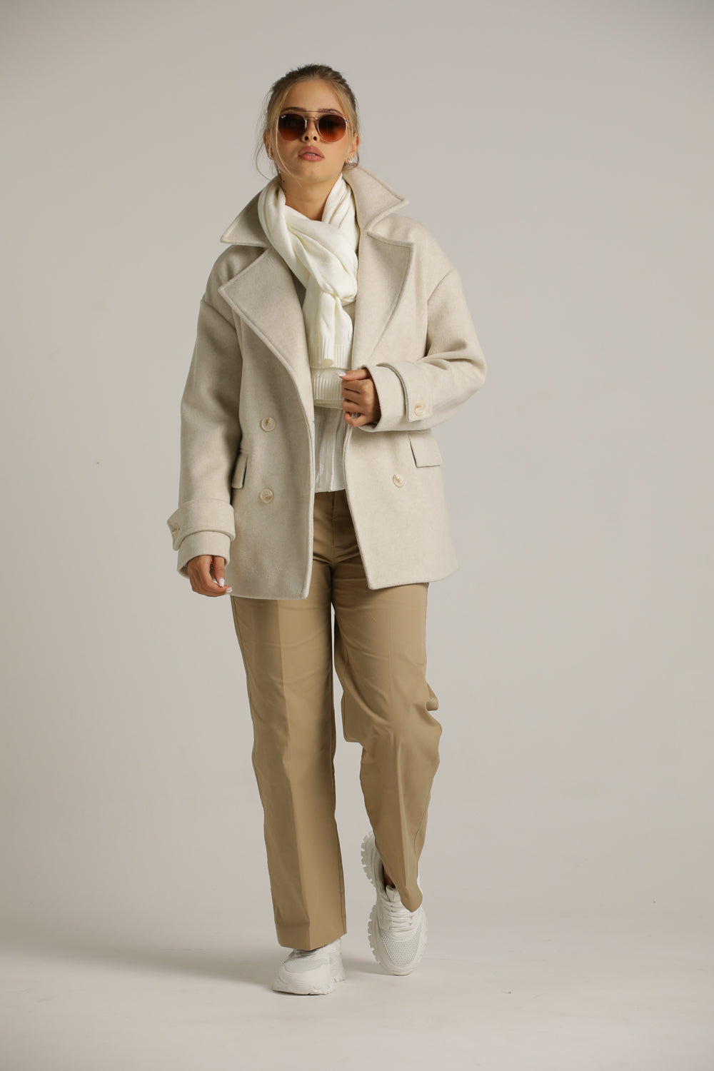 מכנסיים בגזרה ישרה עם מכפלת | קנת קול