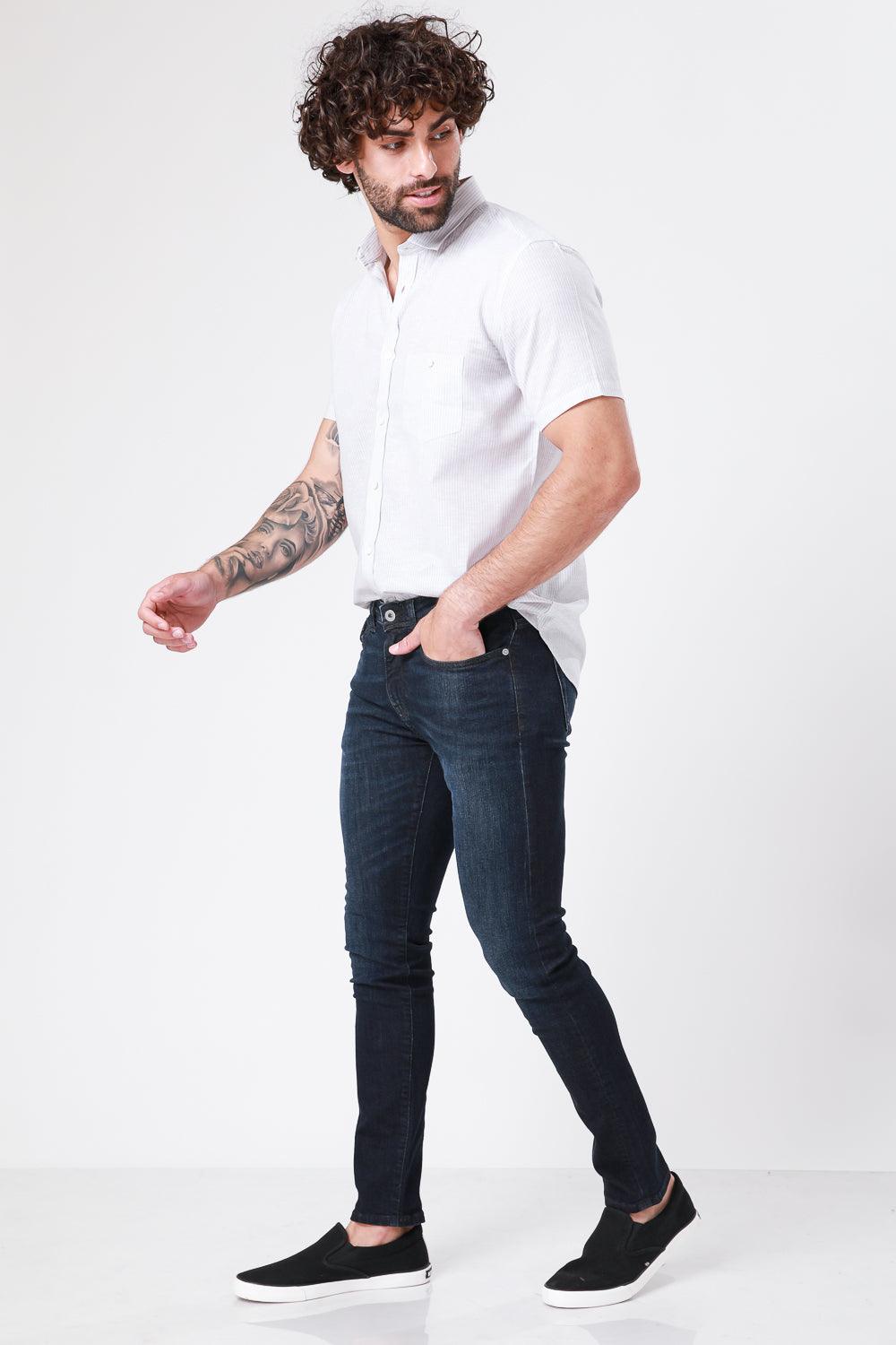 KENNETH COLE - ג'ינס כותנה לייקרה SLIM בצבע כחול - MASHBIR//365