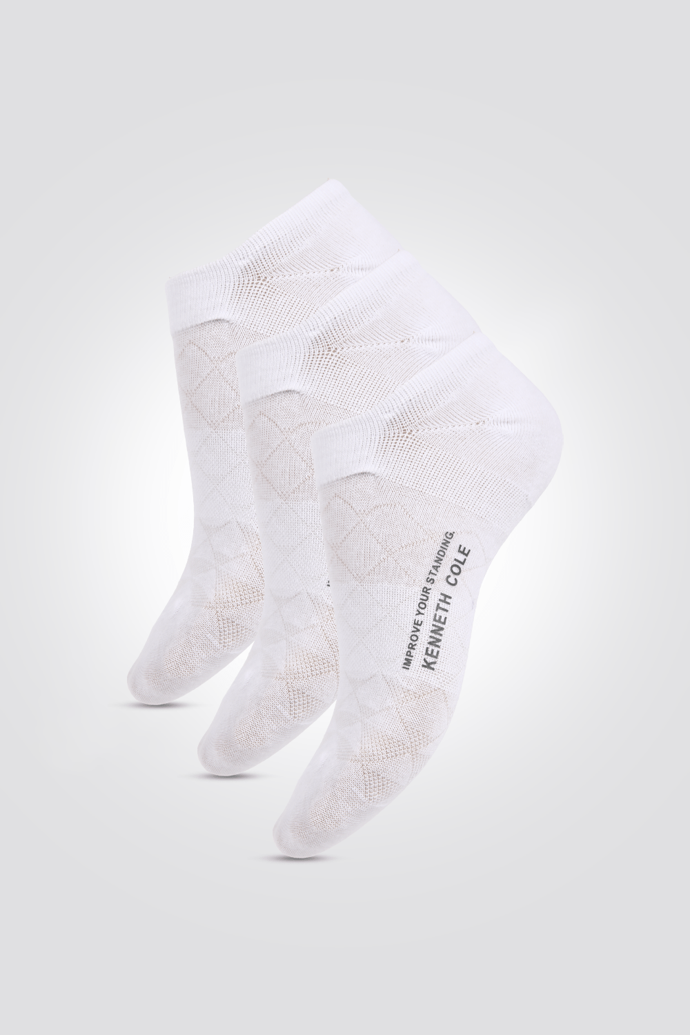 KENNETH COLE - מארז גרבי סניקרס חלקות לגברים בצבע לבן - MASHBIR//365