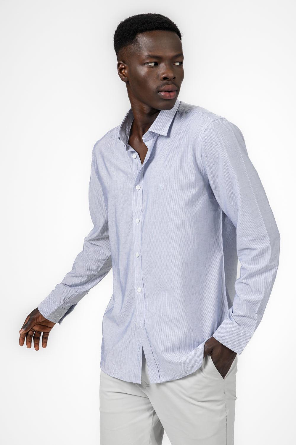 KENNETH COLE - מכופתרת פשתן בגזרת SLIM FIT צבע LT BLUE - MASHBIR//365