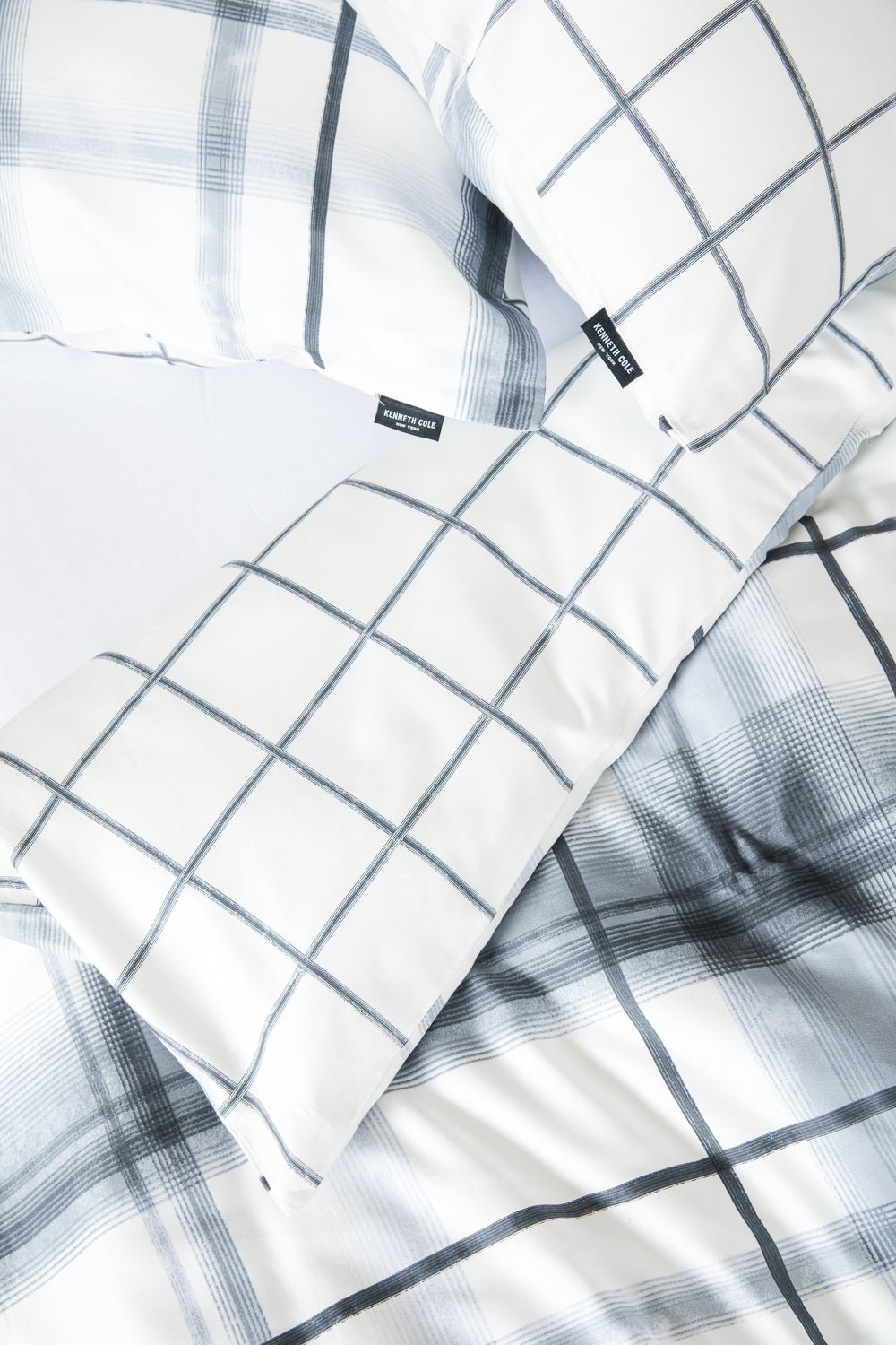 KENNETH COLE - סט מצעים קינג סייז 200/200 ס"מ כותנה סאטן דגם B&W Checks - MASHBIR//365
