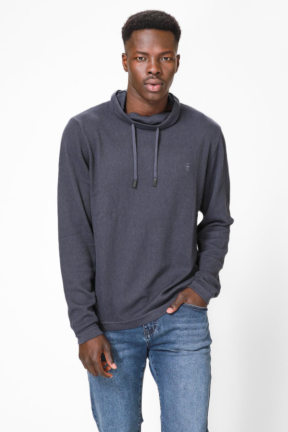 KENNETH COLE - סריג גולף עם שרוך קשירה בצבע נייבי - MASHBIR//365