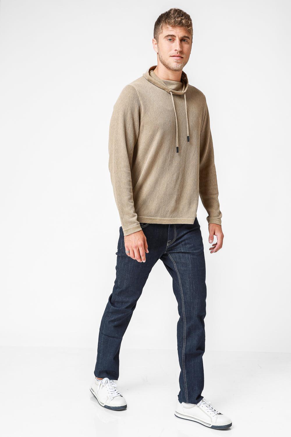 KENNETH COLE - סריג גולף עם שרוך קשירה בצבע חום - MASHBIR//365