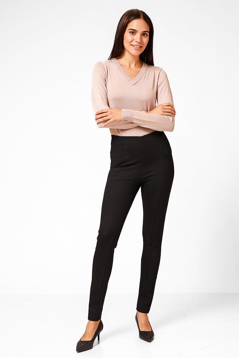 KENNETH COLE - סריג מחשוף וי עם שרוולים ארוכים בצבע בז' - MASHBIR//365