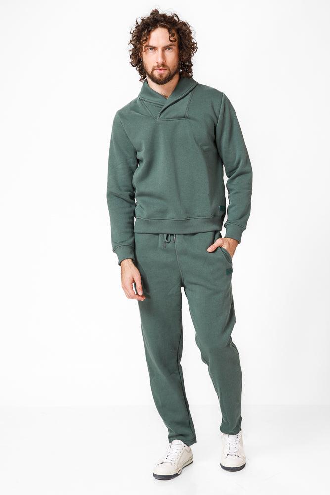 KENNETH COLE - סווטשירט עם צווארון שאל בצבע ירוק - MASHBIR//365