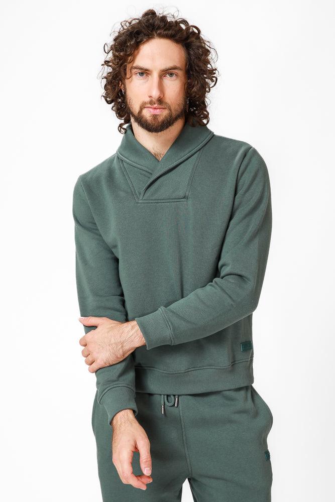 KENNETH COLE - סווטשירט עם צווארון שאל בצבע ירוק - MASHBIR//365