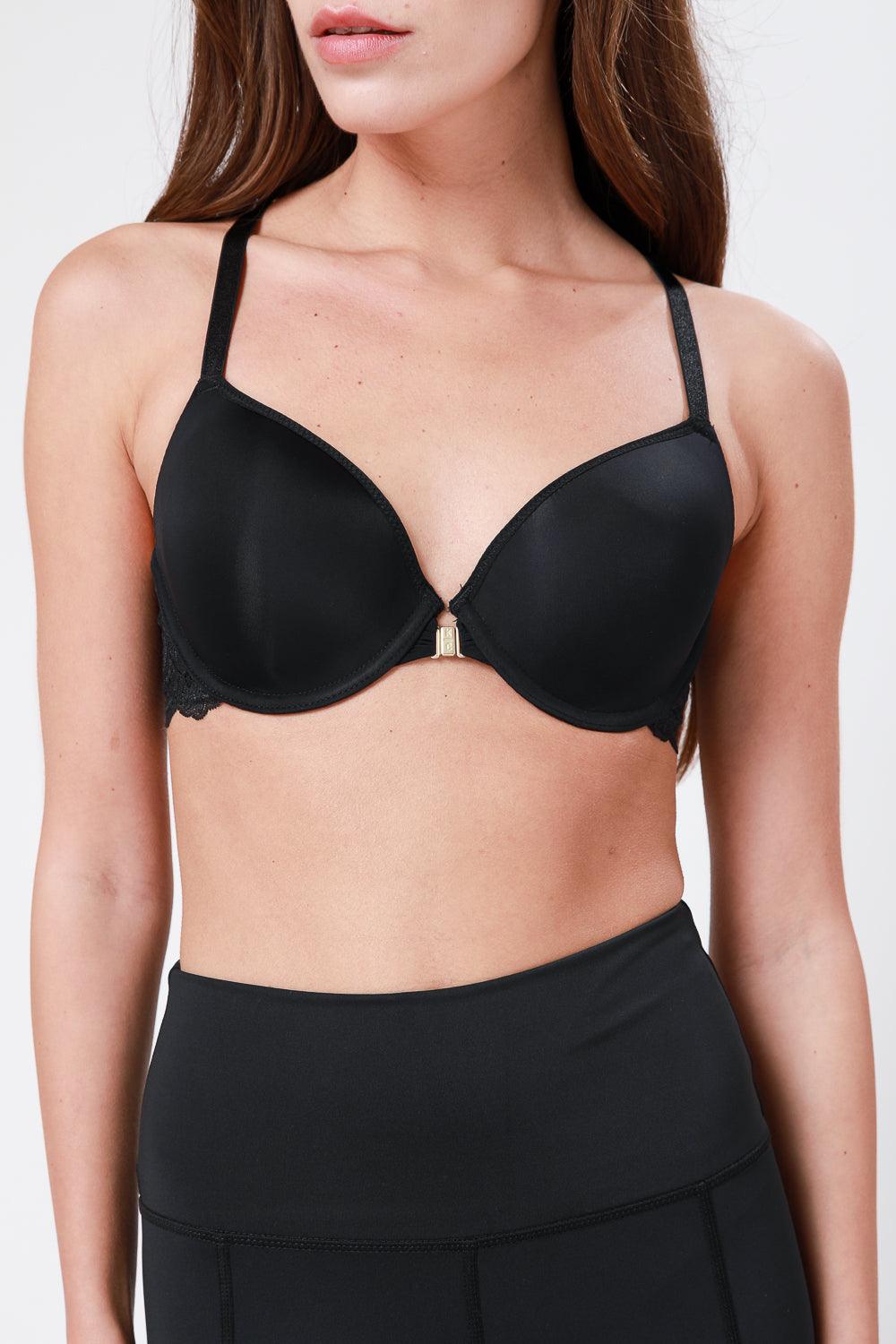 KENNETH COLE - חזיית מיקרופייבר גב תחרה שחור - MASHBIR//365