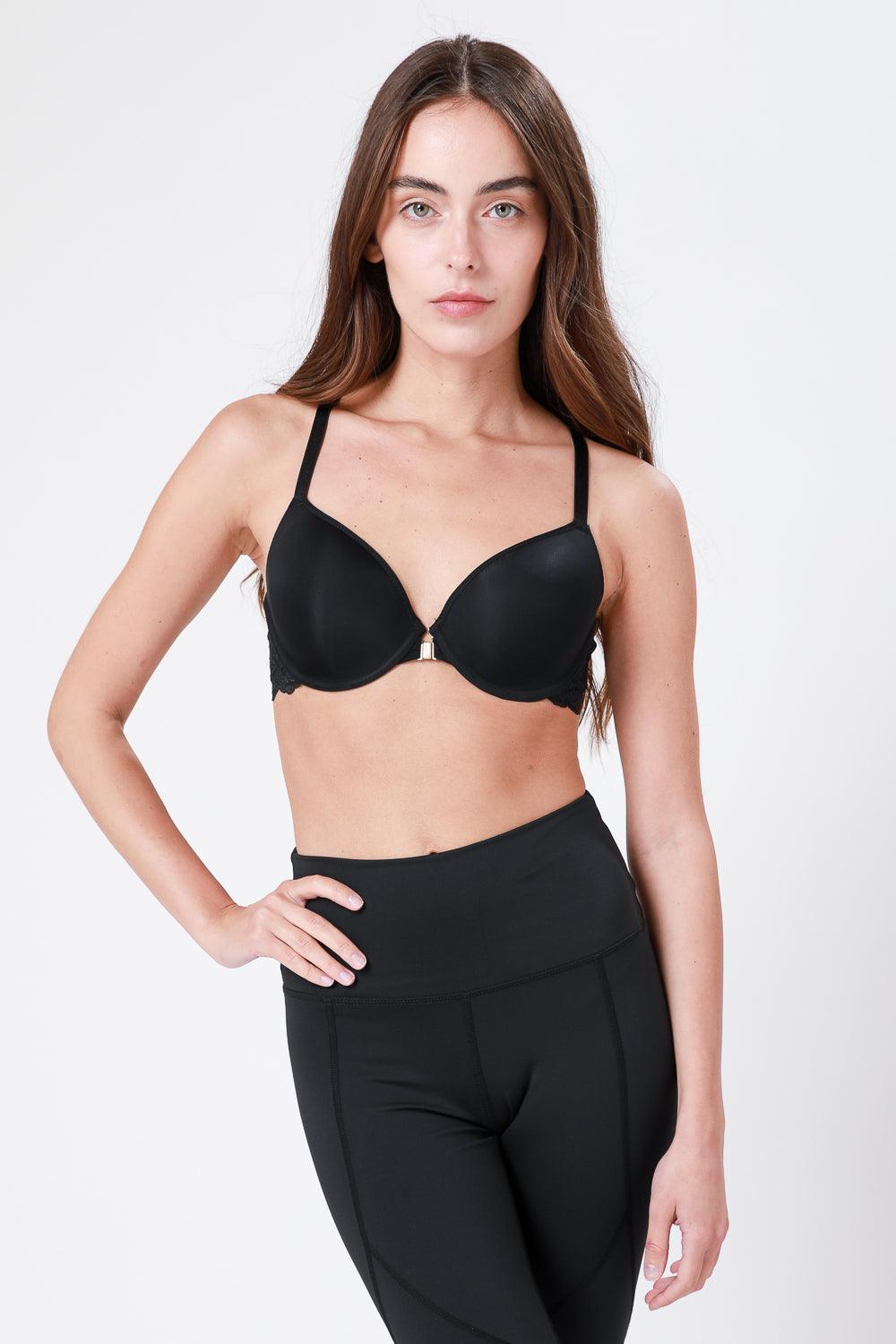 KENNETH COLE - חזיית מיקרופייבר גב תחרה שחור - MASHBIR//365