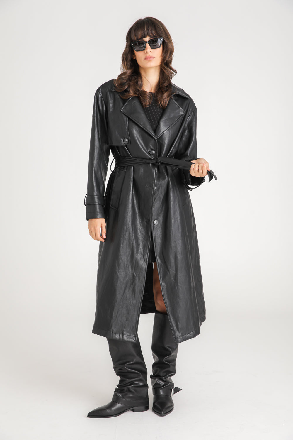 מעיל טרנץ' מעור טבעוני לנשים | קנת קול