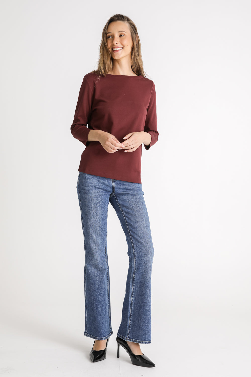 טישירט ארוכה במפתח סירה לנשים | קנת קול