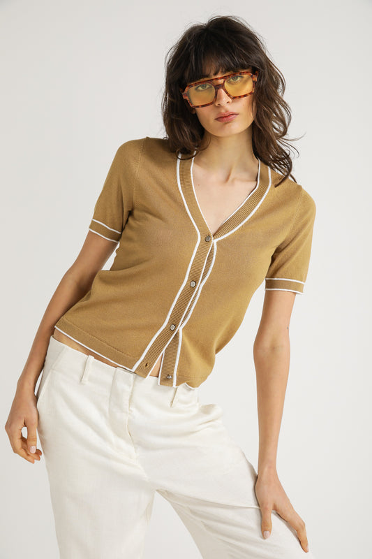 קרדיגן סרוג עם שרוולים קצרים | קנת קול