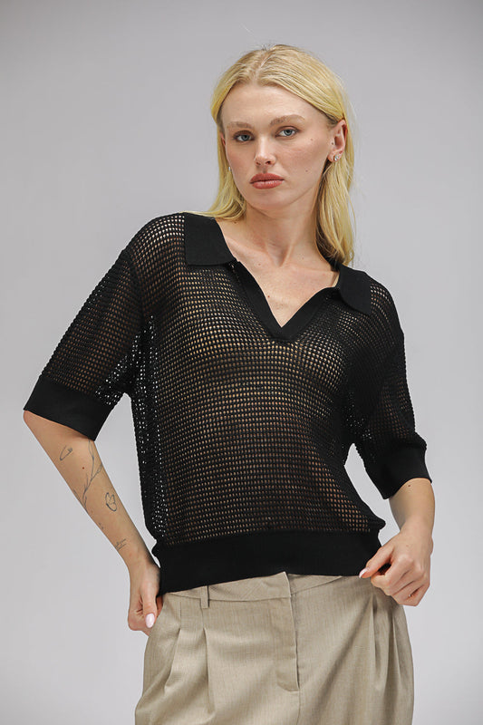 חולצת פולו מבד רשת | קנת קול