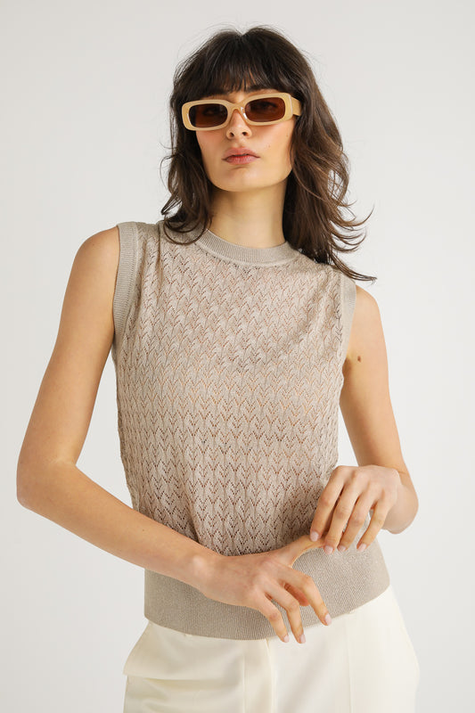 חולצת סריג ללא שרוולים | קנת קול