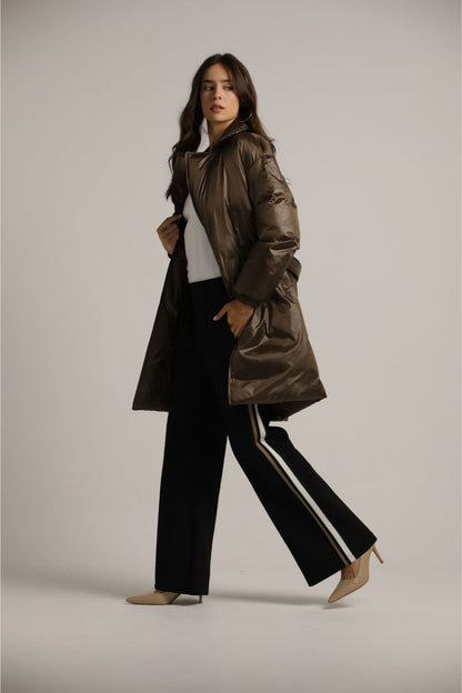 מכנסיים רחבים בסגנון מחויט עם פסי צד | קנת קול