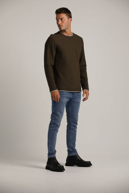 טישירט ארוכה בסגנון שתי שכבות | קנת קול