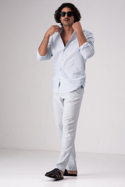 חולצה מכופתרת במראה פשתן