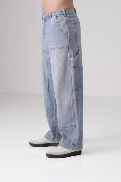 מכנס ג'ינס BAGGY בצבע כחול בהיר