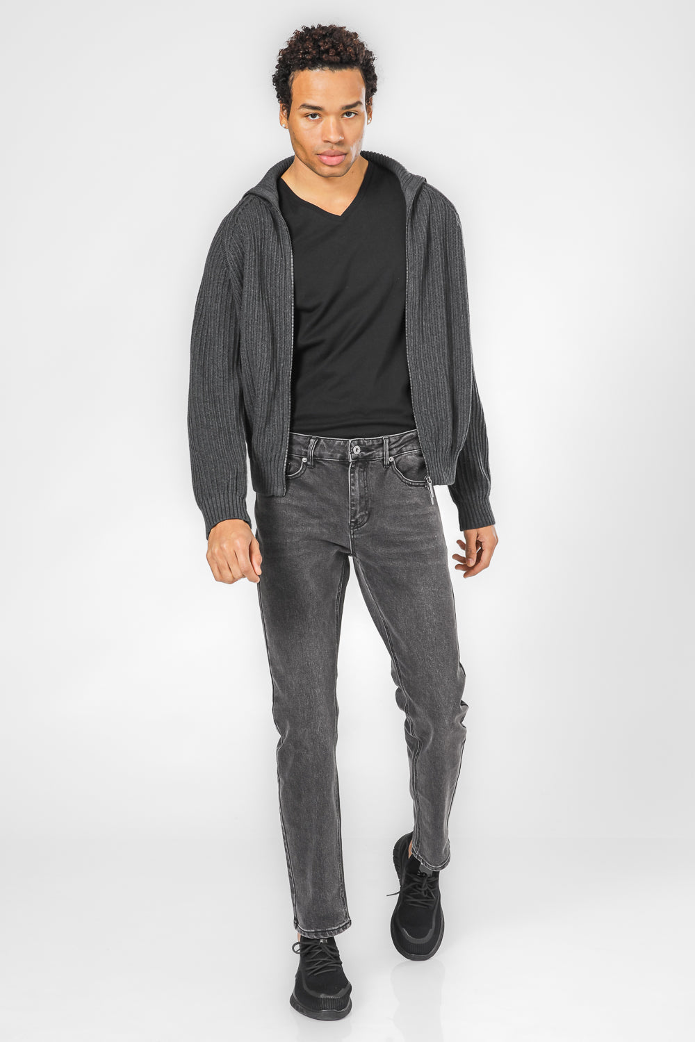 CHARCOAL קרדיגן ריב פתוח