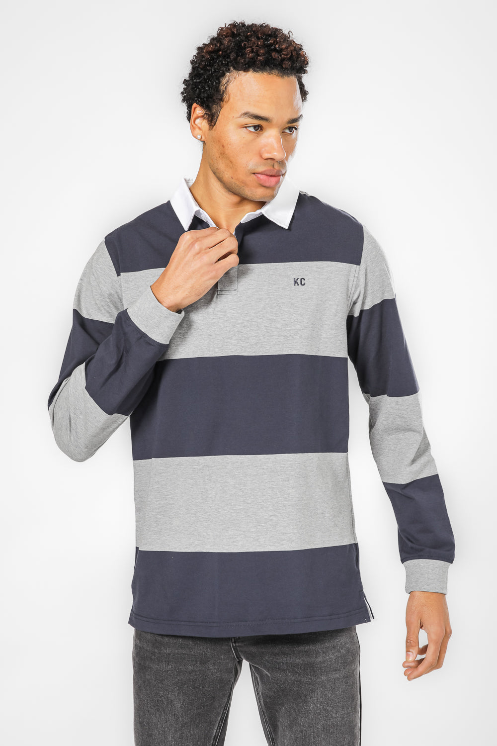 פולו ראגבי ארוך אפור