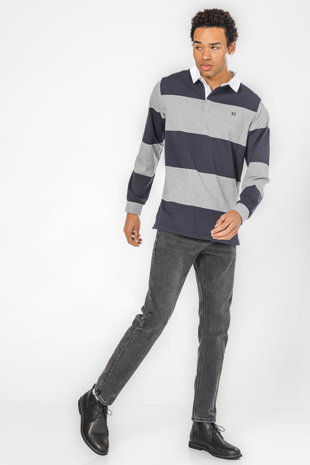 פולו ראגבי ארוך אפור