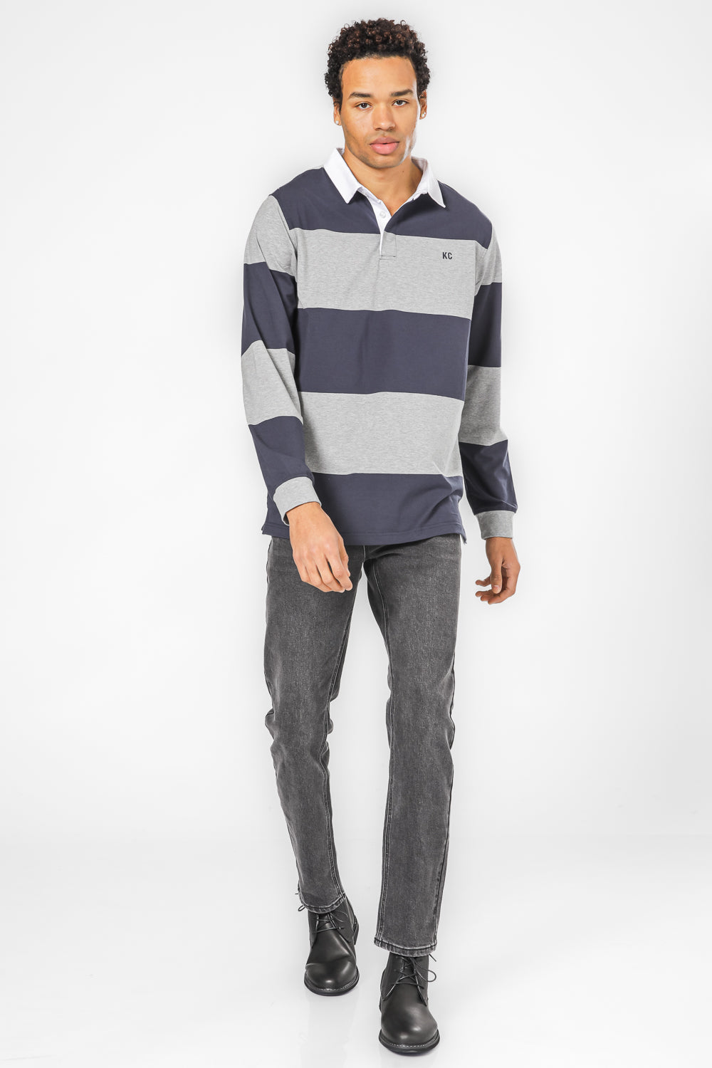 פולו ראגבי ארוך אפור