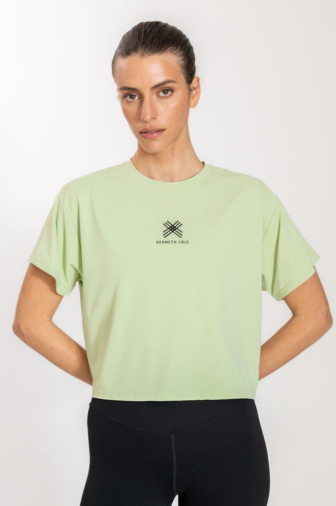 טישירט לנשים Cropped בצבע ירוק בהיר