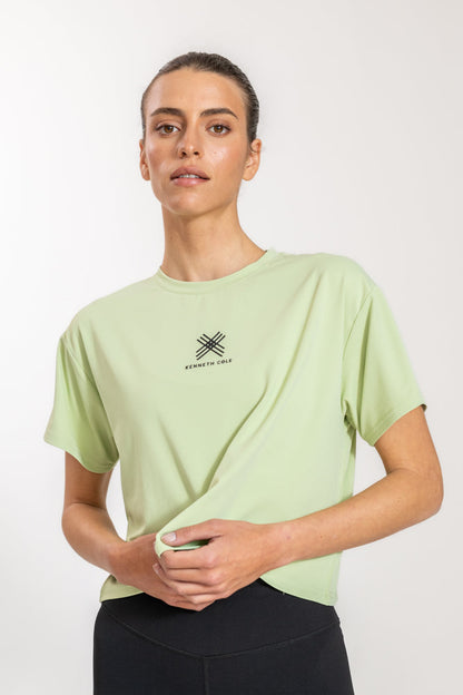 טישירט לנשים Cropped בצבע ירוק בהיר