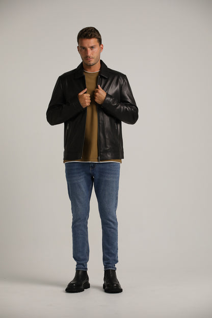 ג'קט בלוזון עור בצבע שחור | קנת קול