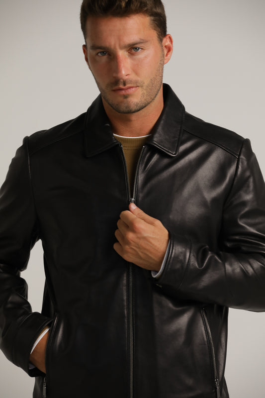 ג'קט בלוזון עור בצבע שחור | קנת קול