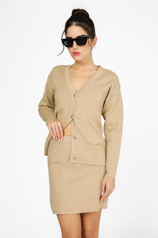 קרדיגן סרוג עם מפתח וי | קנת קול