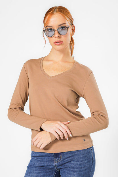 טישירט ארוכה עם מפתח וי | קנת קול