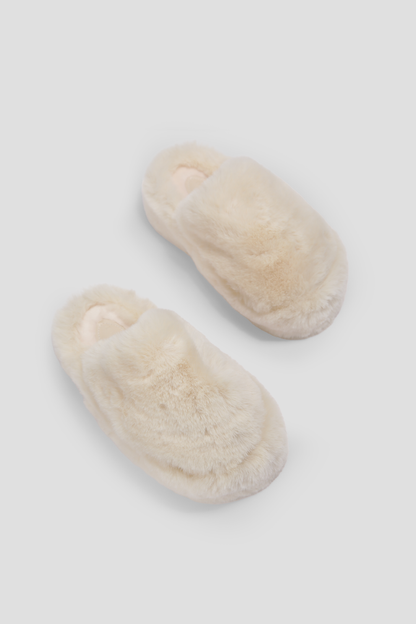 נעלי בית פרוותיות לנשים בצבע שמנת