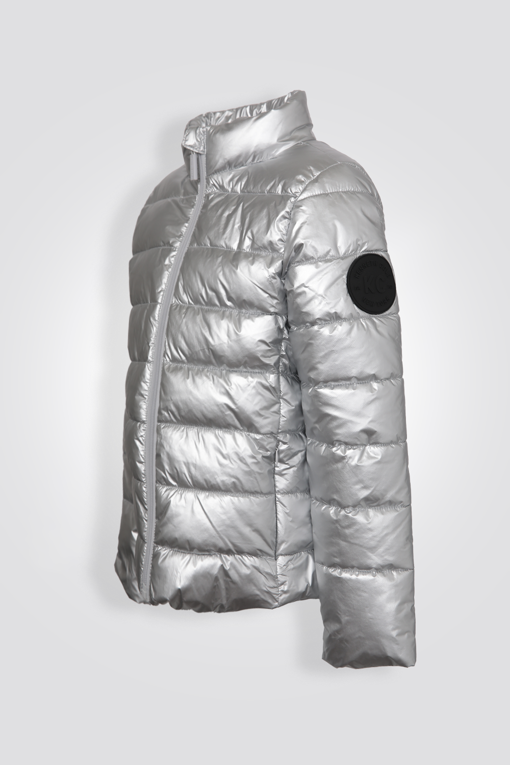 מעיל מרופד בצבע כסף