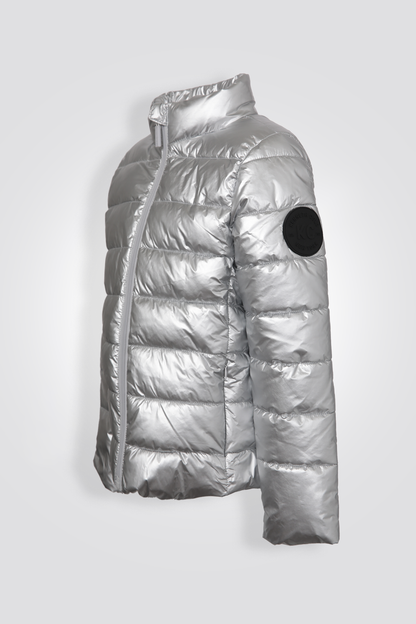 מעיל מרופד בצבע כסף